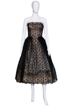 Load image into Gallery viewer, 1950's Black Lace Strapless Cupcake Party Dress - Size XS