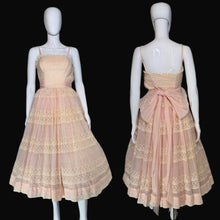 Load image into Gallery viewer, 1950's Baby Pink Fit and Flare Party/Prom Dress - SIze XS