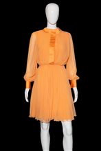 Load image into Gallery viewer, 1960s Pleated Orange Chiffon Party Dress – Size S