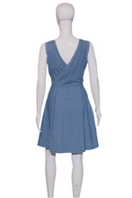Load image into Gallery viewer, 1970's Chambray Gingham Flower Wrap Dress - Size S