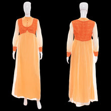 Load image into Gallery viewer, 1970s Tangerine Chiffon & Lace Gown – Size M
