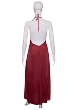 Load image into Gallery viewer, 1970's Maroon Lace Halter Nightgown Size M