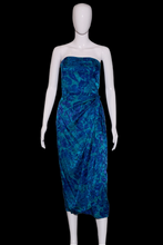 Load image into Gallery viewer, 1980's Strapless Silk Wrap Style Cocktail Dress Size S