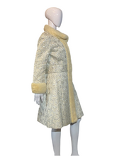 Load image into Gallery viewer, 1960's Silver and White Mink Trimmed Brocade Dress/Coat Combo - Size L