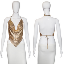 Load image into Gallery viewer, 1970's Gold Chainmail Disco Halter