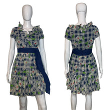 Load image into Gallery viewer, 1970's Flouncy Floral and Plaid Summer Dress Size S