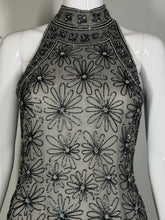 Load image into Gallery viewer, 1990's Gunmetal Beaded Daisy Evening Gown Size S