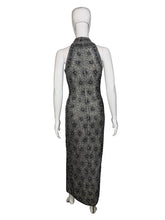 Load image into Gallery viewer, Silvery gray beaded gown on a mannequin against a plain background