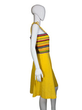 Load image into Gallery viewer, Yellow dress with colorful top on a mannequin against a neutral background