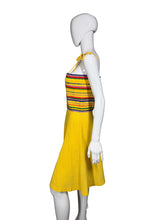 Load image into Gallery viewer, Yellow dress with colorful top on a mannequin against a neutral background