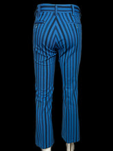 Load image into Gallery viewer, Blue pinstripe pants displayed on a mannequin against a white background