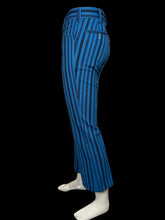 Load image into Gallery viewer, Blue pinstripe pants displayed on a mannequin against a white background