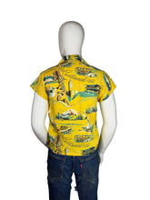 Load image into Gallery viewer, Yellow patterned shirt on a mannequin against a white background