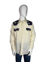 Load image into Gallery viewer, western shirt with floral accents on a mannequin against a white background