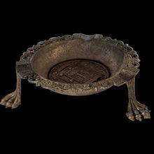 Load image into Gallery viewer, Decorative metal ashtray with intricate designs on a white background