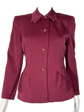 Load image into Gallery viewer, 1940's Cranberry Pinstripe Gabardine Suit Jacket - Size S