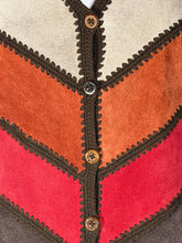 Load image into Gallery viewer, 1970's Ms. Today Chevron Multicolored Knit & Suede Vest - Size S/M