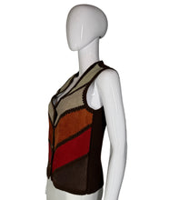 Load image into Gallery viewer, 1970's Ms. Today Chevron Multicolored Knit & Suede Vest - Size S/M