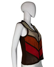 Load image into Gallery viewer, 1970's Ms. Today Chevron Multicolored Knit & Suede Vest - Size S/M