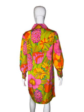 Load image into Gallery viewer, Colorful floral-patterned bag on a mannequin against a white background