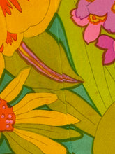 Load image into Gallery viewer, Close-up of a vibrant floral pattern with yellow, pink, and green colors.