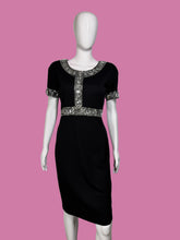 Load image into Gallery viewer, 1990's Adrienne Vittadini Rhinestone Little Black Dress - Size M