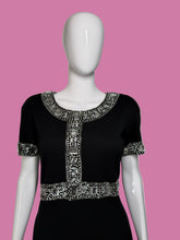 Load image into Gallery viewer, 1990's Adrienne Vittadini Rhinestone Little Black Dress - Size M