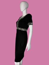 Load image into Gallery viewer, 1990's Adrienne Vittadini Rhinestone Little Black Dress - Size M