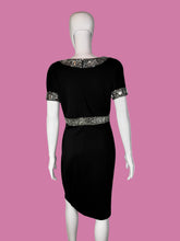 Load image into Gallery viewer, 1990's Adrienne Vittadini Rhinestone Little Black Dress - Size M