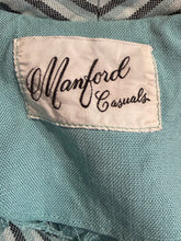 Load image into Gallery viewer, 1950's Striped Turquoise Linen Dress and Jacket Duo - Size S