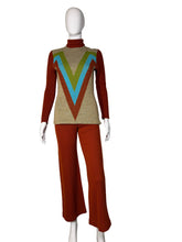 Load image into Gallery viewer, 1970's Color Block Chevron Striped Knit Duo - Size S