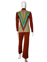 Load image into Gallery viewer, 1970's Color Block Chevron Striped Knit Duo - Size S