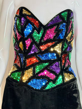 Load image into Gallery viewer, 1980's Tadashi Sequin and Velvet Cocktail Dress Size S