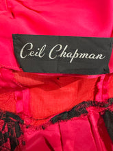 Load image into Gallery viewer, 1950's Black Lace and Fuchsia Taffeta Ceil Chapman Cocktail Dress Size S