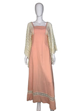 Load image into Gallery viewer, 1970's Pink and Cream Gauze Prairie Dress - Size S