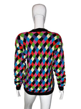 Load image into Gallery viewer, Colorful checkered sweater on a mannequin against a white background