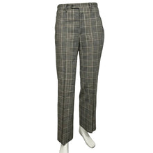 Load image into Gallery viewer, Plaid pants on a white rack against a plain wall.