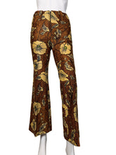 Load image into Gallery viewer, 1970's Brown and Yellow Floral Flared Pants - Size 28 S/XS