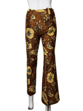 Load image into Gallery viewer, 1970's Brown and Yellow Floral Flared Pants - Size 28 S/XS