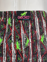 Load image into Gallery viewer, Gecko Hawaii fabric with colorful pattern and brand logo on a white background