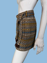 Load image into Gallery viewer, 1960's Woven Belted Tapestry Mini Skirt - Size S