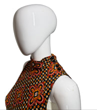 Load image into Gallery viewer, 1970's Autumn Toned Border Print Maxi Dress - Size S