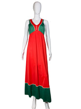 Load image into Gallery viewer, 1960's Red & Green Color Block Nightgown - Size S