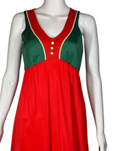Load image into Gallery viewer, 1960's Red & Green Color Block Nightgown - Size S