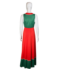 Load image into Gallery viewer, 1960's Red & Green Color Block Nightgown - Size S