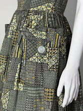 Load image into Gallery viewer, 1950's Patchwork Print Cotton Day Dress - Size M
