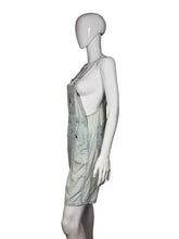 Load image into Gallery viewer, Light blue denim overalls on a mannequin against a white background
