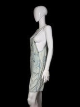 Load image into Gallery viewer, Light blue denim overalls on a mannequin against a white background