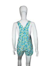 Load image into Gallery viewer, Blue floral overalls on a mannequin against a white background