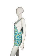 Load image into Gallery viewer, Blue floral overalls on a mannequin against a white background